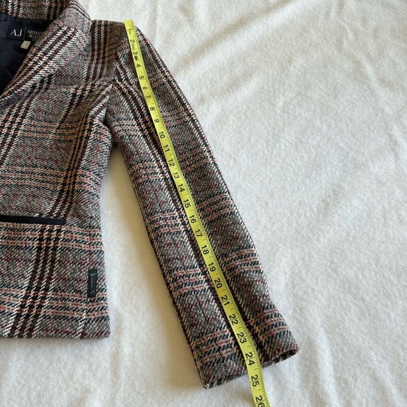 Armani Jeans Vintage Classic Plaid | Herringbone Wool Blend Blazer Size 6 - Picture 11 of 15